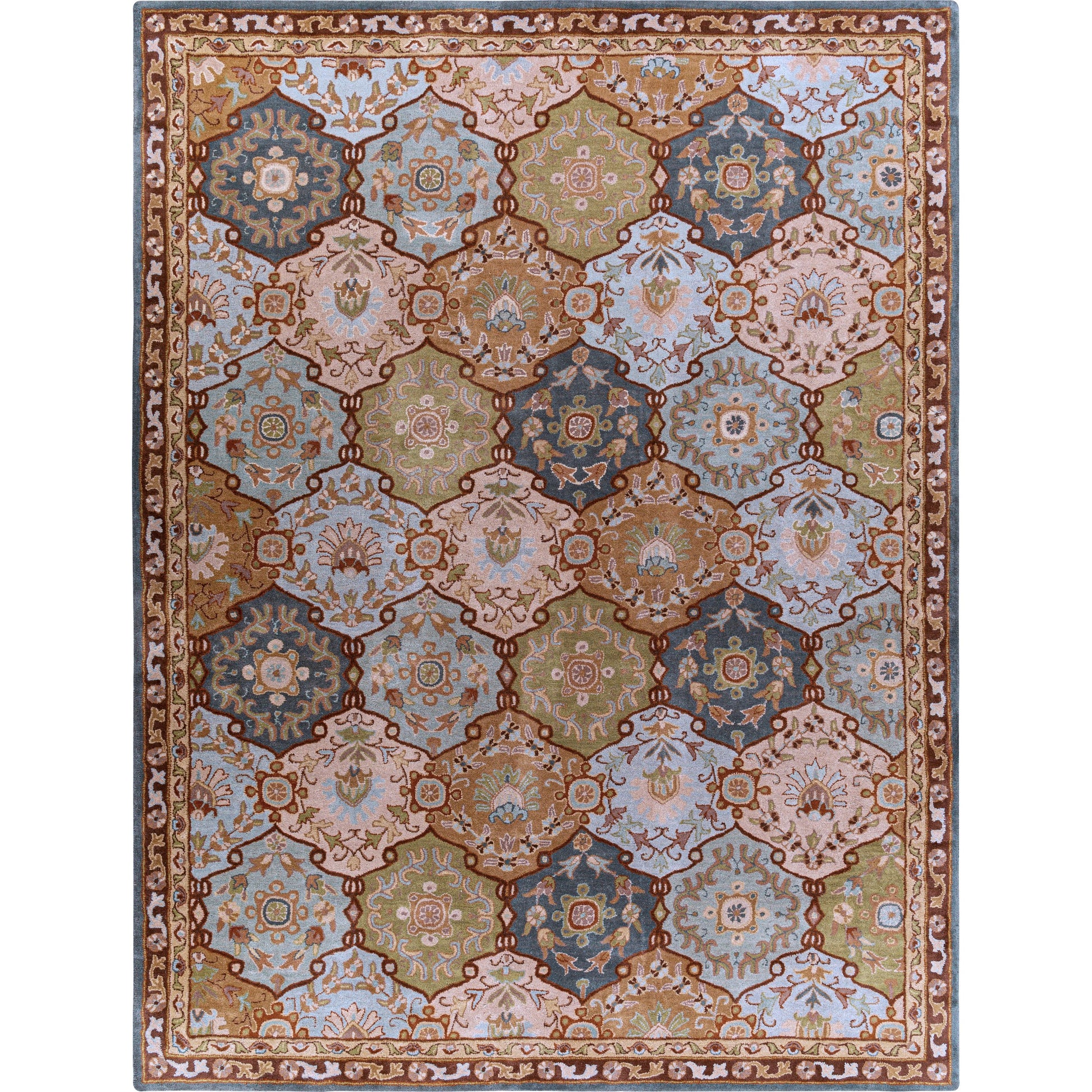 Caesar Rug - 374 by Surya in charcoal, olive, sage, tan, dark brown. Made from 100% wool in a unique style.