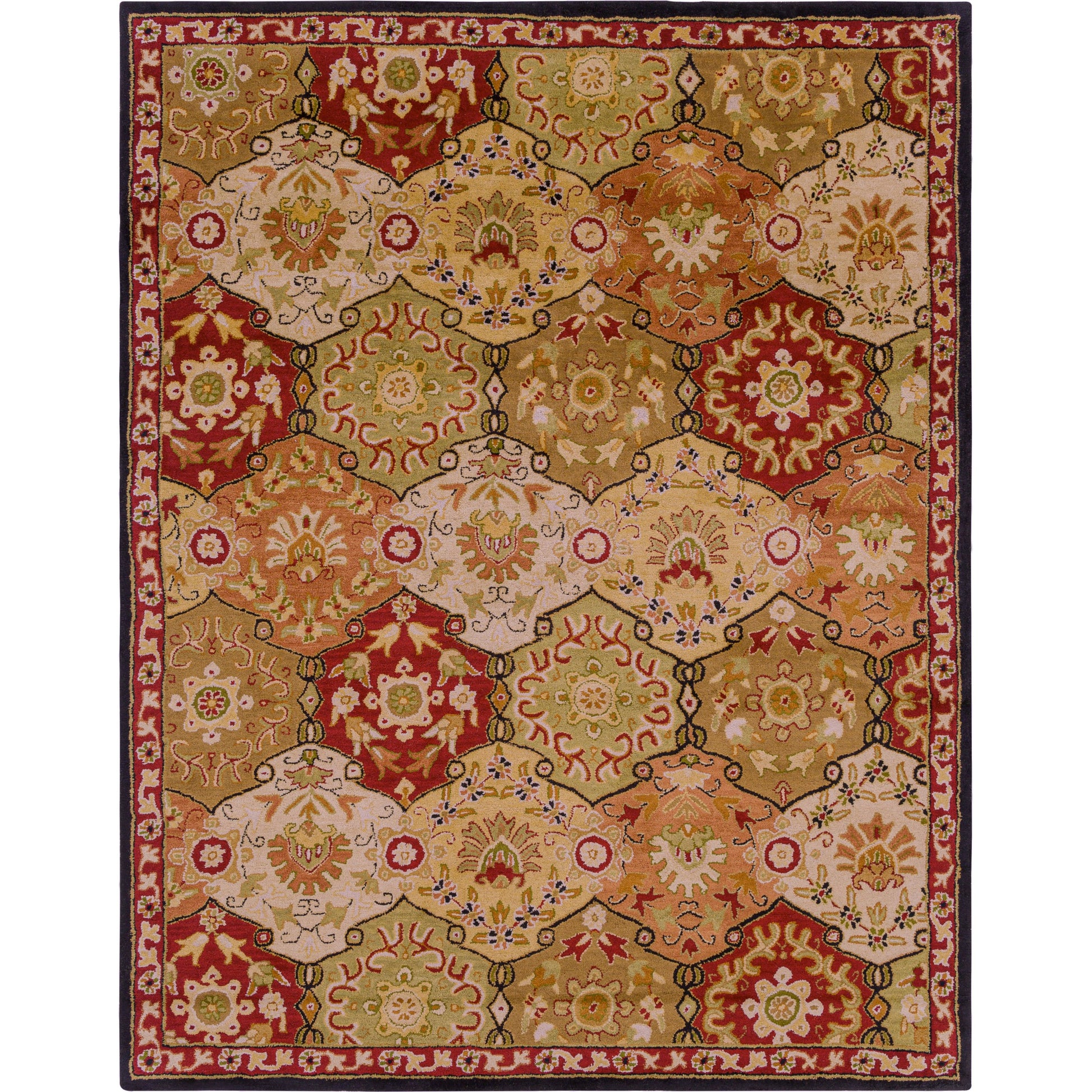 Caesar Rug - 374 by Surya in charcoal, olive, sage, tan, dark brown. Made from 100% wool in a unique style.