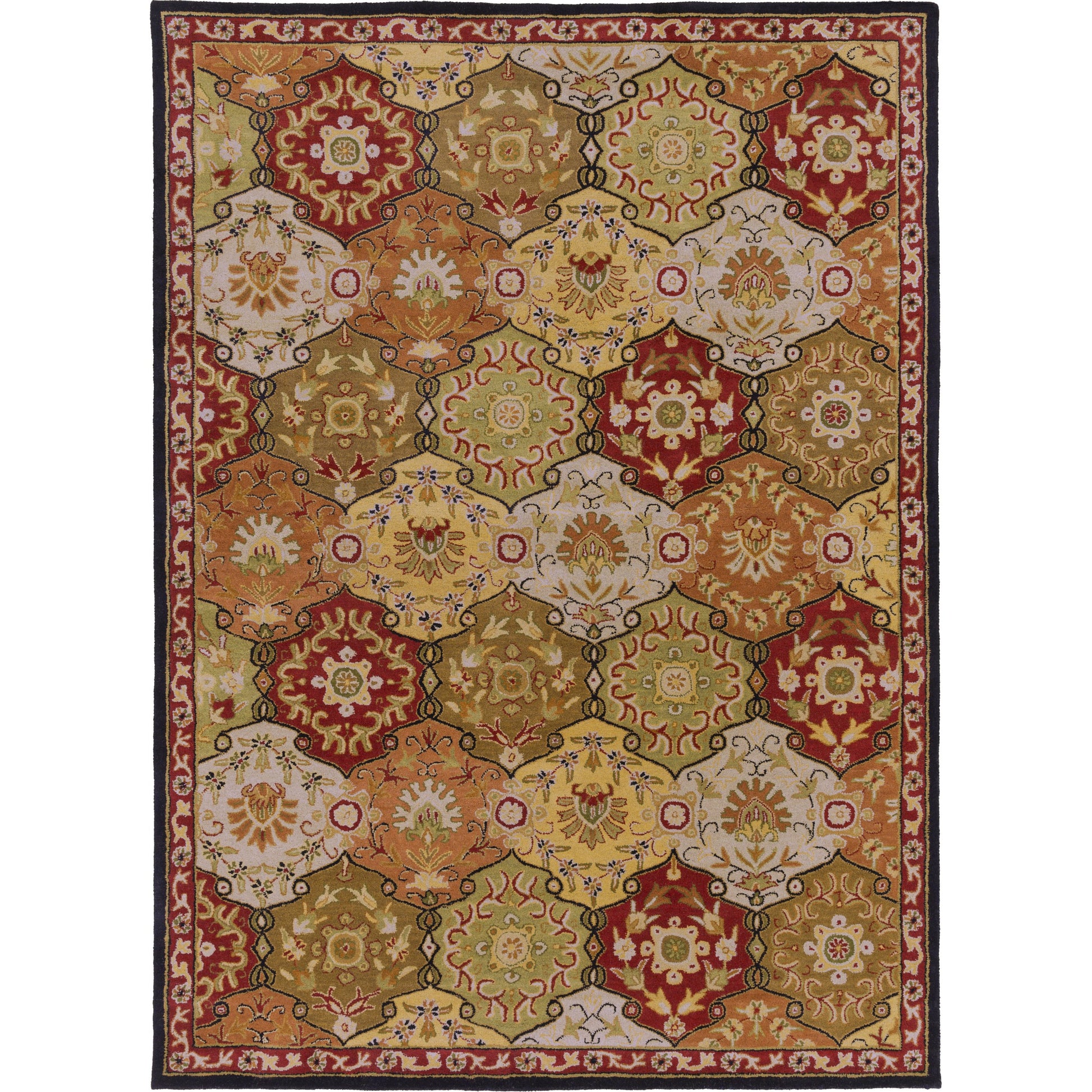 Caesar Rug - 374 by Surya in charcoal, olive, sage, tan, dark brown. Made from 100% wool in a unique style.