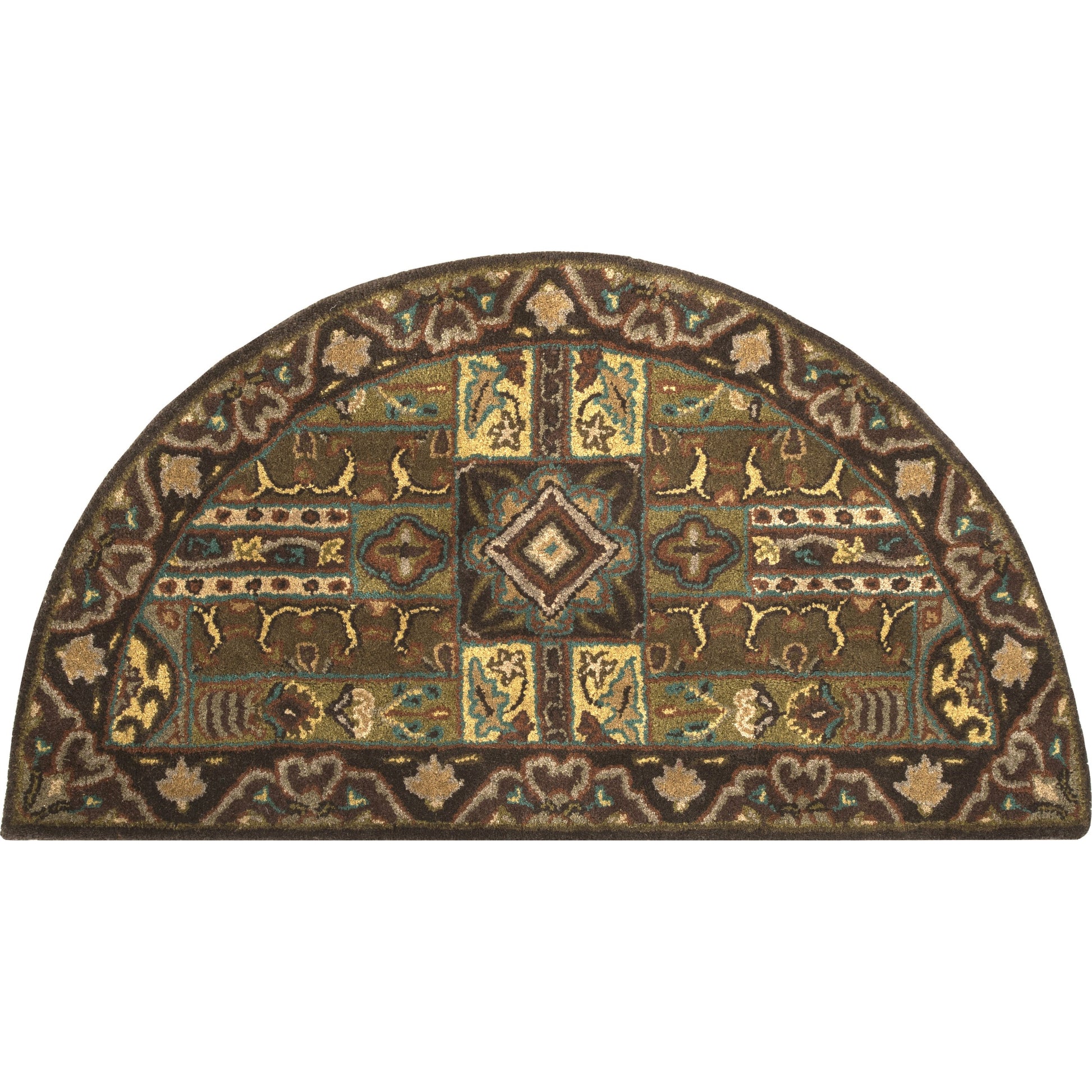 Caesar Rug - 1215 by Surya in olive, black, dark brown, mustard, deep teal. Made from 100% wool in a unique style.