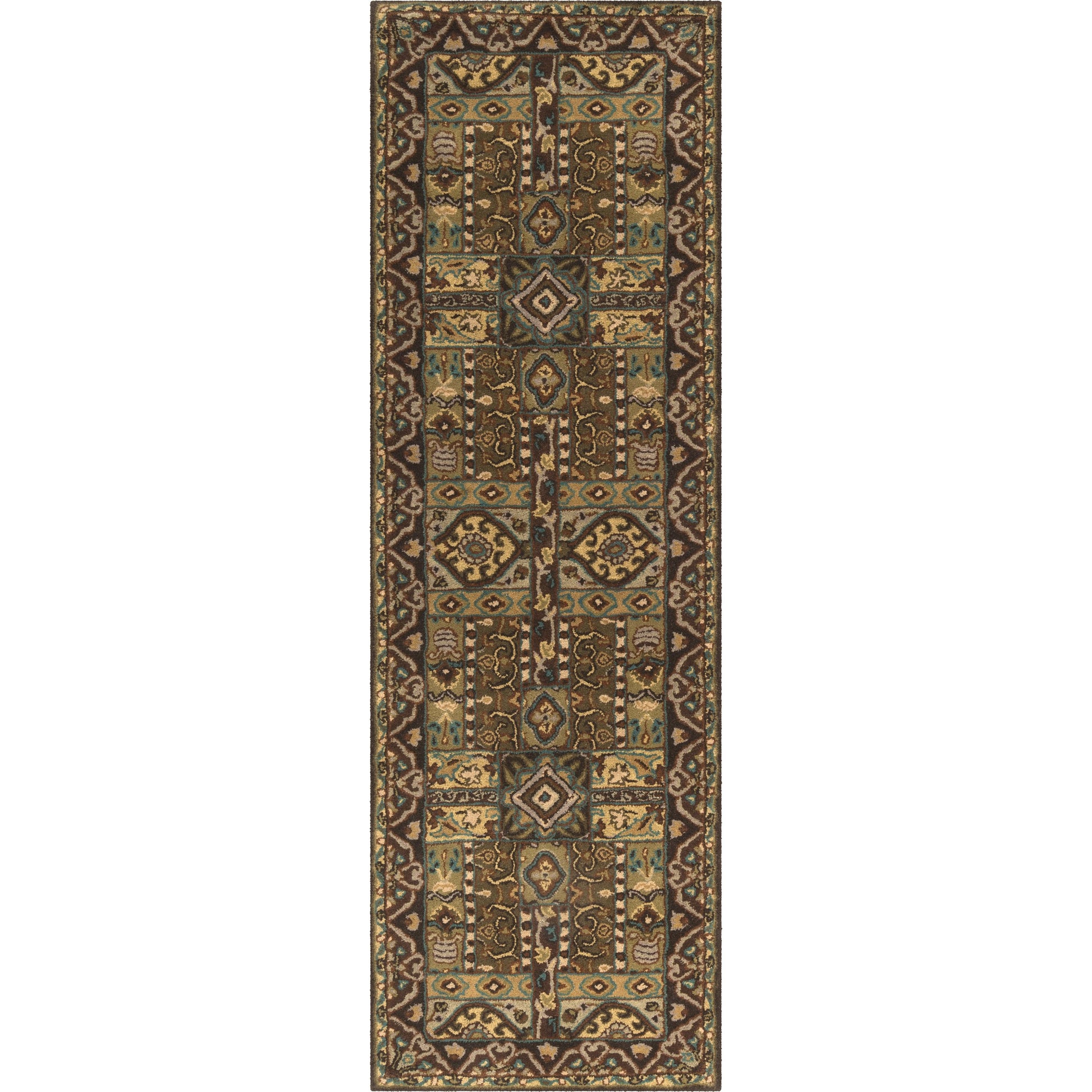Caesar Rug - 1215 by Surya in olive, black, dark brown, mustard, deep teal. Made from 100% wool in a unique style.