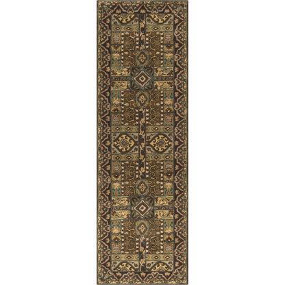 Caesar Rug - 1215 by Surya in olive, black, dark brown, mustard, deep teal. Made from 100% wool in a unique style.