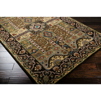 Caesar Rug - 1215 by Surya in olive, black, dark brown, mustard, deep teal. Made from 100% wool in a unique style.