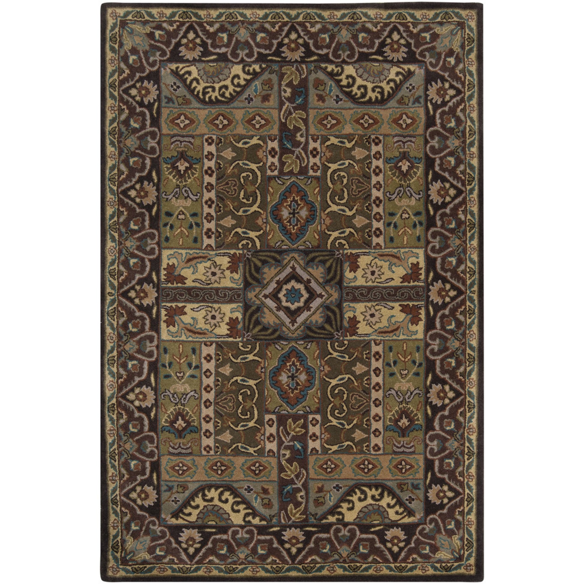 Caesar Rug - 1215 by Surya in olive, black, dark brown, mustard, deep teal. Made from 100% wool in a unique style.