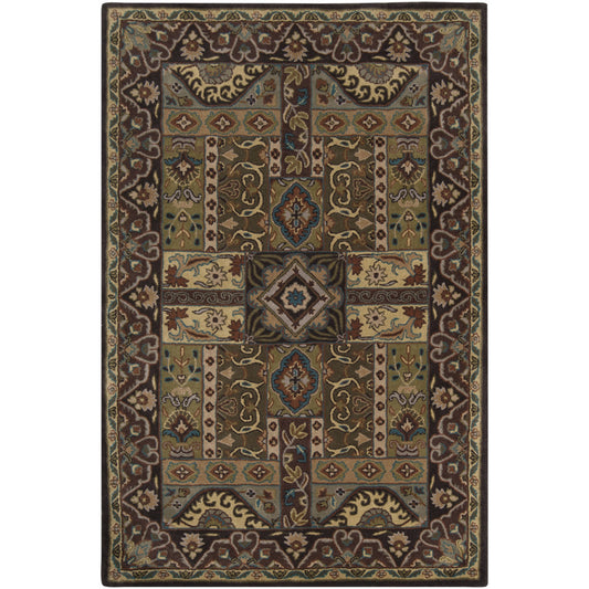 Caesar Rug - 1215 by Surya in olive, black, dark brown, mustard, deep teal. Made from 100% wool in a unique style.