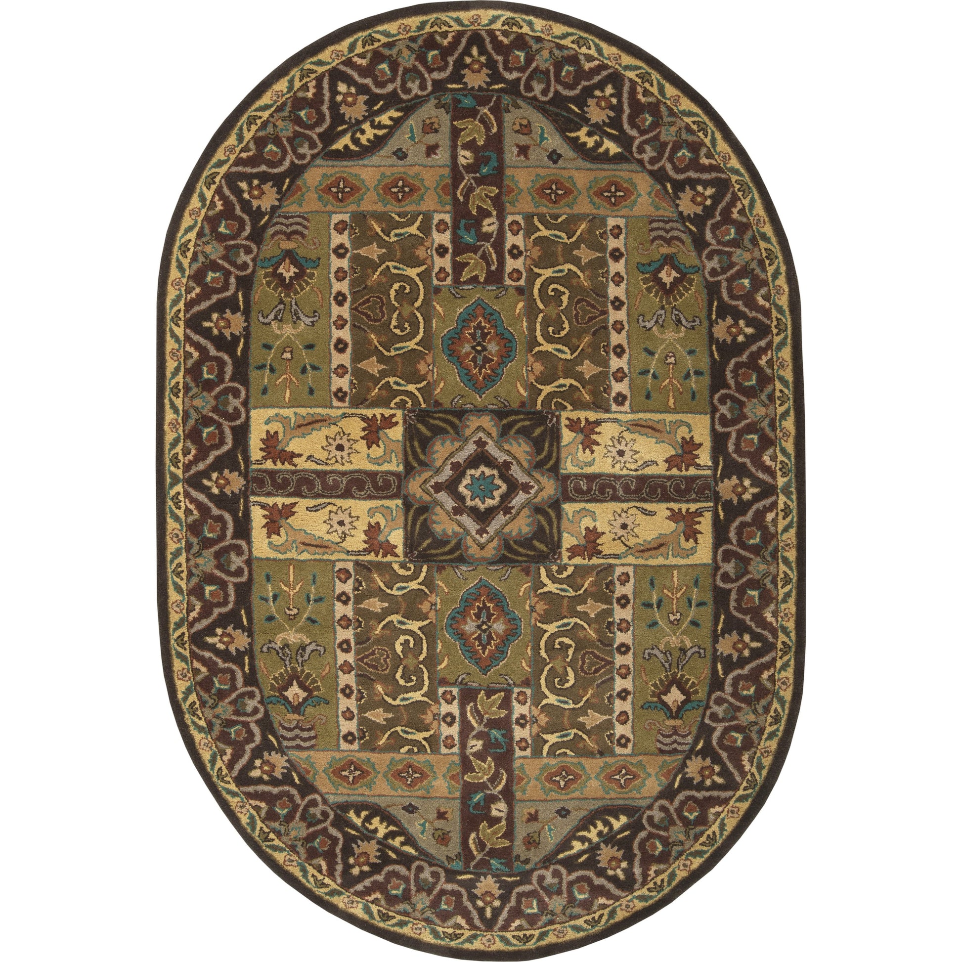 Caesar Rug - 1215 by Surya in olive, black, dark brown, mustard, deep teal. Made from 100% wool in a unique style.