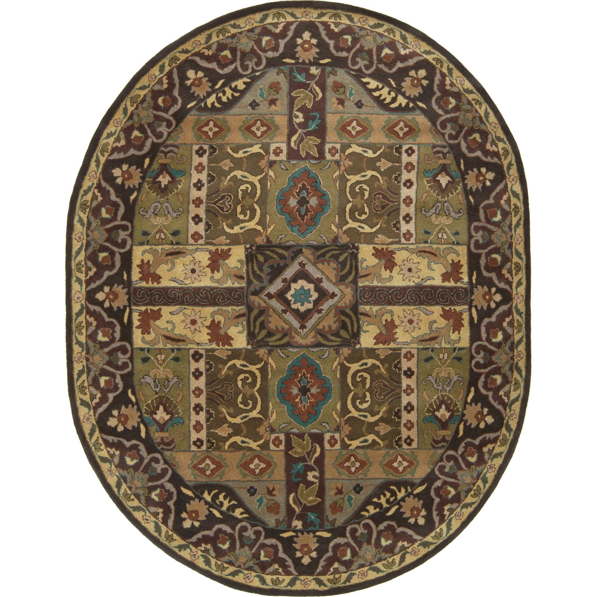 Caesar Rug - 1215 by Surya in olive, black, dark brown, mustard, deep teal. Made from 100% wool in a unique style.