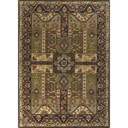 Caesar Rug - 1215 by Surya in olive, black, dark brown, mustard, deep teal. Made from 100% wool in a unique style.