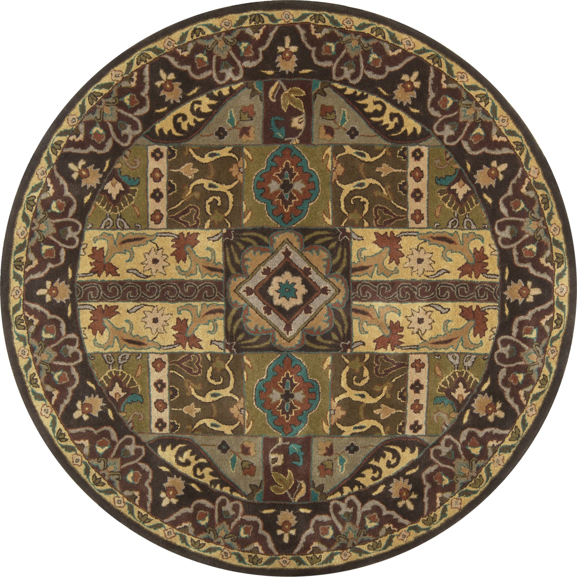 Caesar Rug - 1215 by Surya in olive, black, dark brown, mustard, deep teal. Made from 100% wool in a unique style.