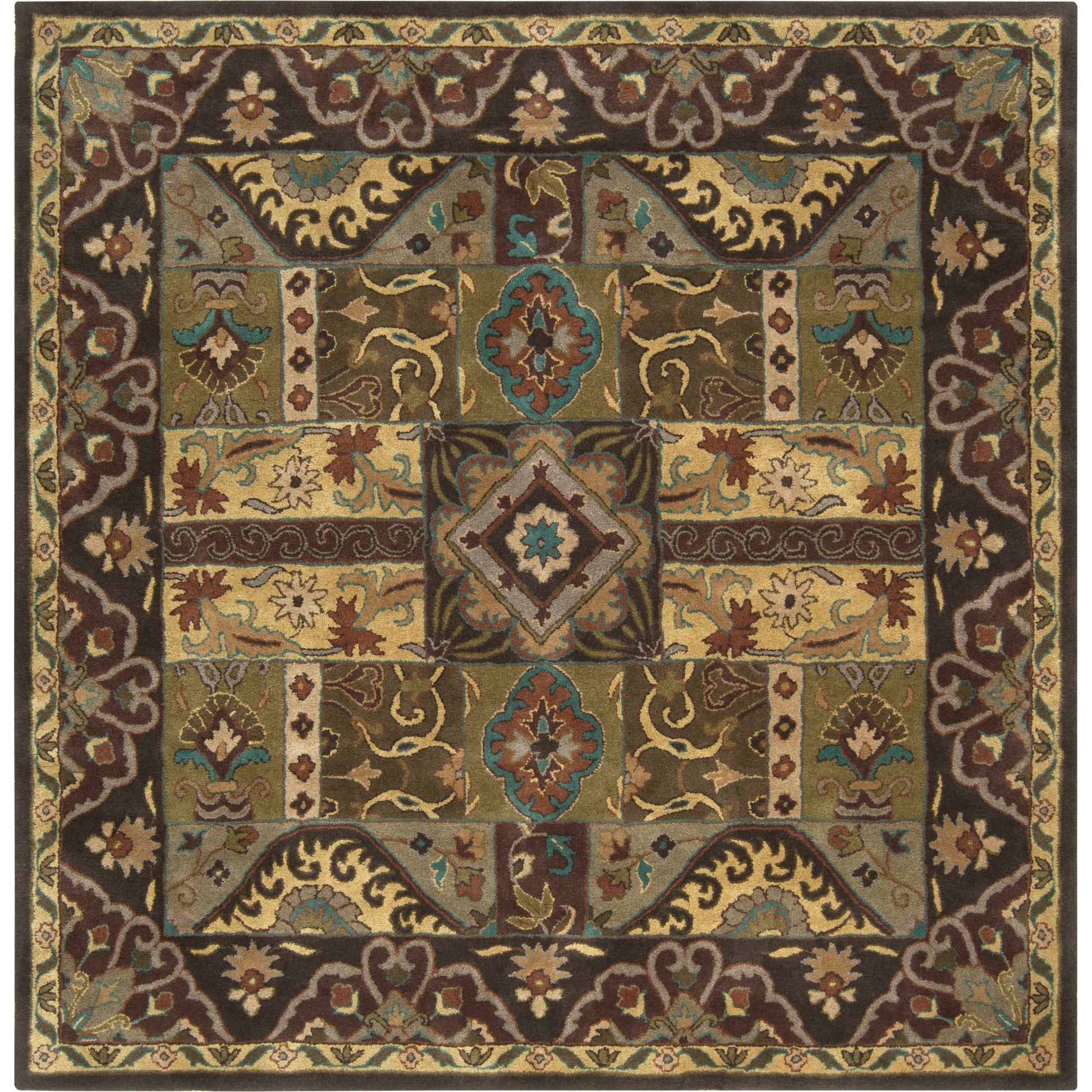 Caesar Rug - 1215 by Surya in olive, black, dark brown, mustard, deep teal. Made from 100% wool in a unique style.