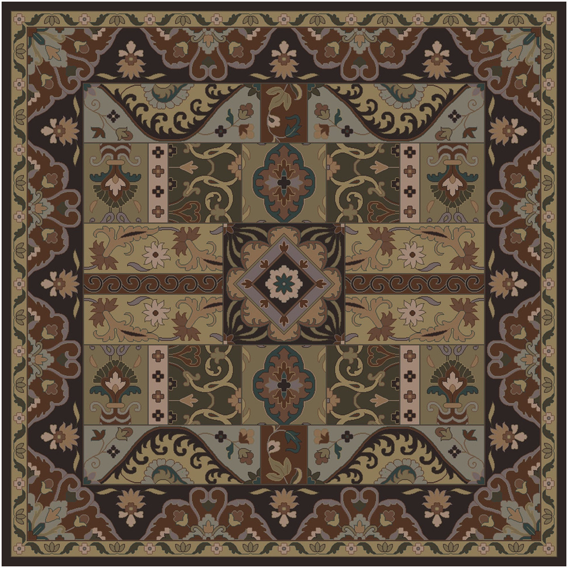 Caesar Rug - 1215 by Surya in olive, black, dark brown, mustard, deep teal. Made from 100% wool in a unique style.