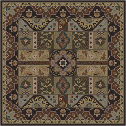 Caesar Rug - 1215 by Surya in olive, black, dark brown, mustard, deep teal. Made from 100% wool in a unique style.