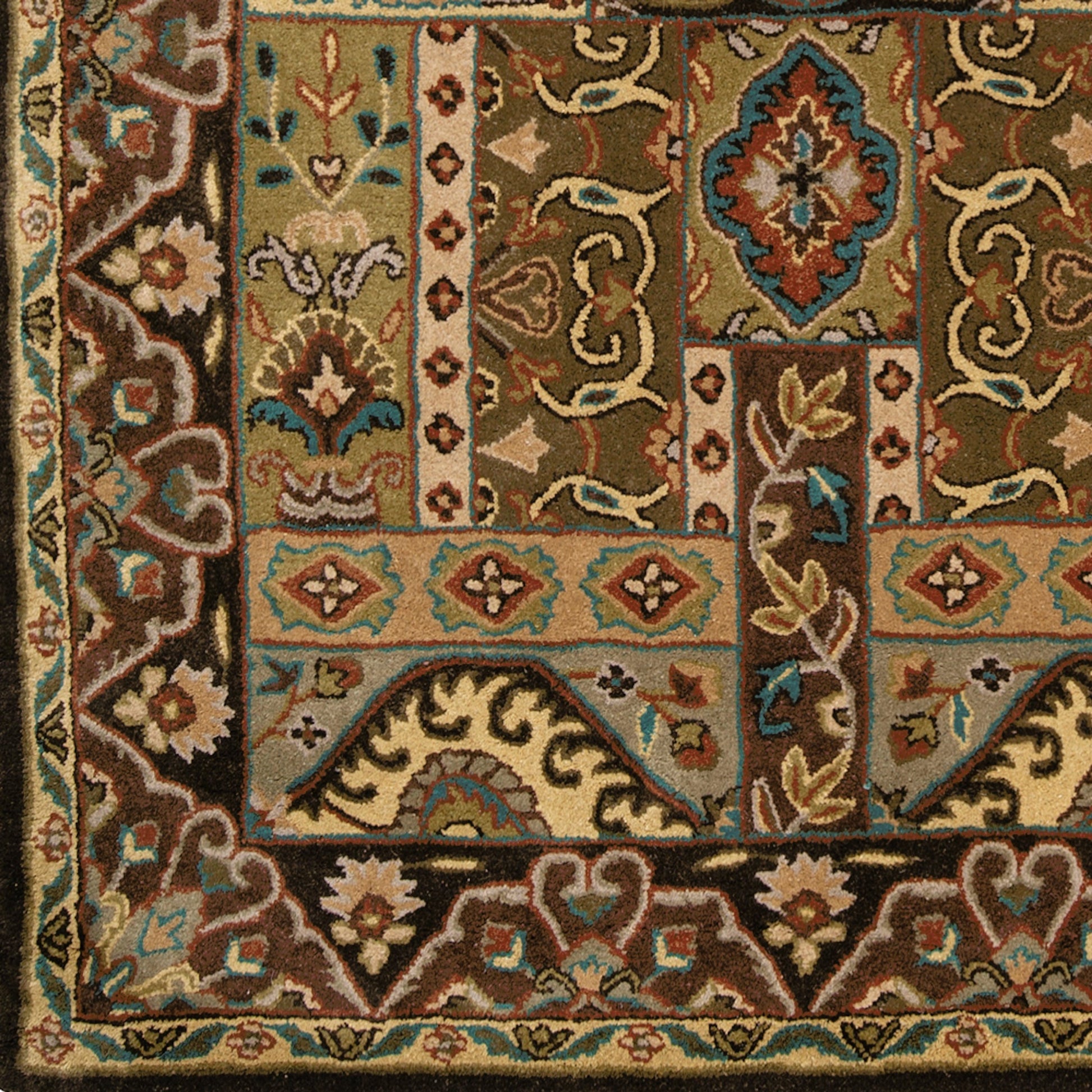 Caesar Rug - 1215 by Surya in olive, black, dark brown, mustard, deep teal. Made from 100% wool in a unique style.