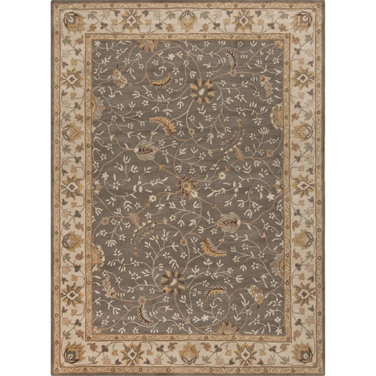 CAE-1093 Rug by Surya in dusty sage, charcoal, tan, dark brown. Made from 100% wool in a unique style.