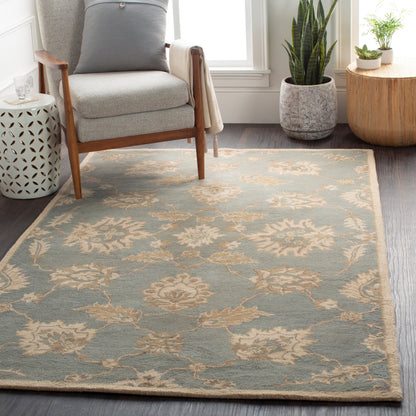 Caesar Rug - 12916 by Surya in medium gray, ivory, olive, brown. Made from 100% wool in a unique style.