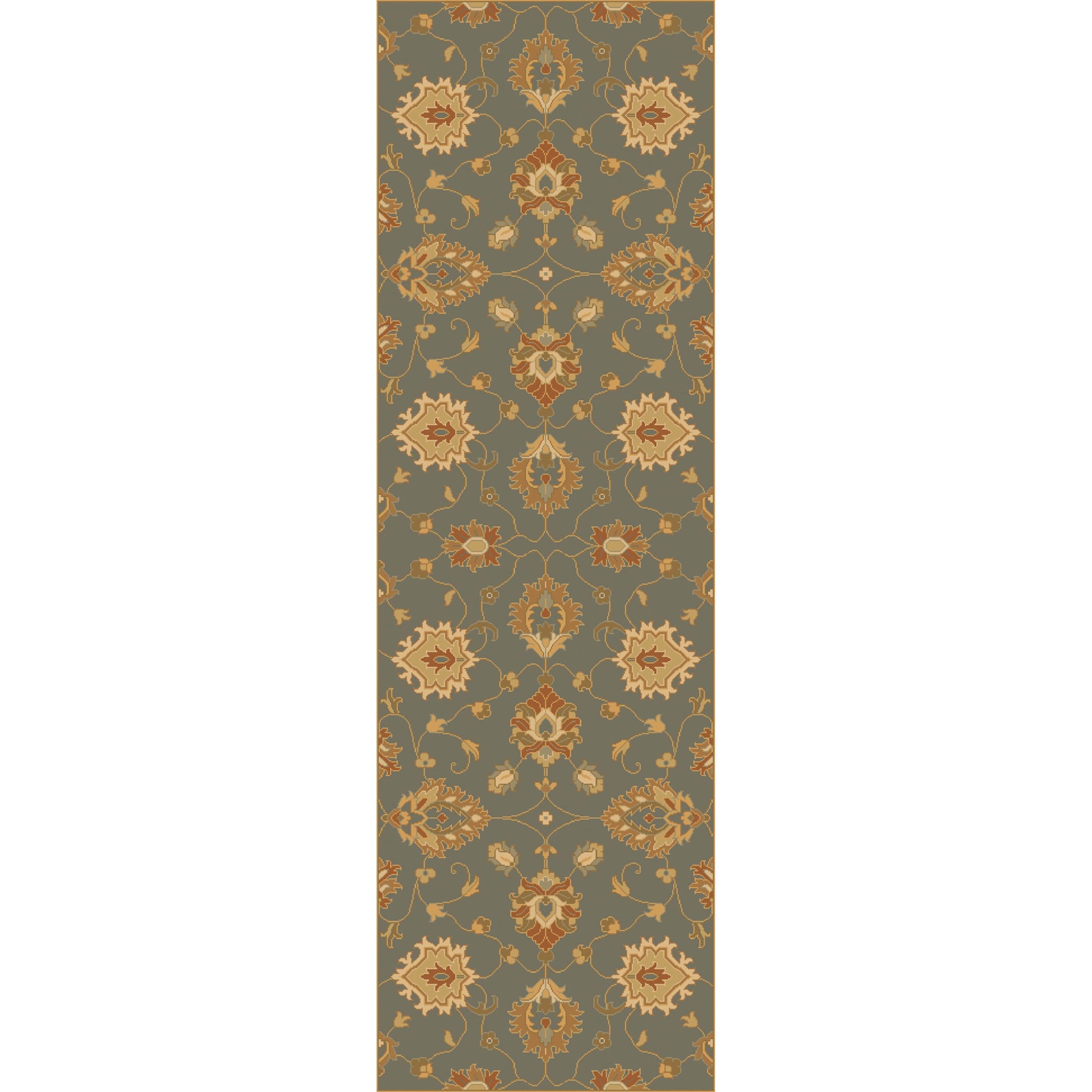 Caesar Rug - 12917 by Surya in deep teal, tan, rust, brown, light olive, dark brown. Made from 100% wool in a unique style.