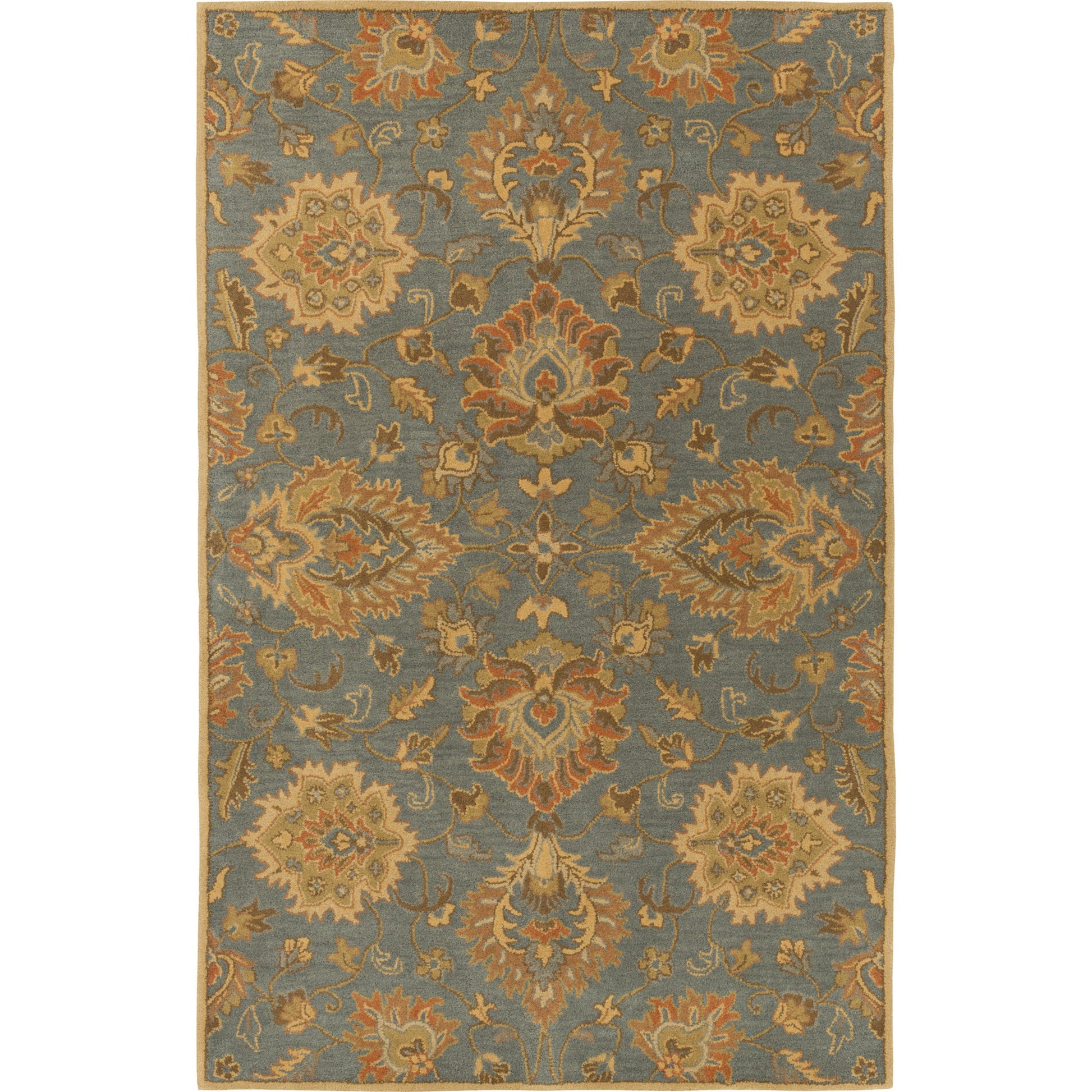 Caesar Rug - 12917 by Surya in deep teal, tan, rust, brown, light olive, dark brown. Made from 100% wool in a unique style.