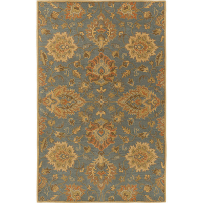 Caesar Rug - 12917 by Surya in deep teal, tan, rust, brown, light olive, dark brown. Made from 100% wool in a unique style.