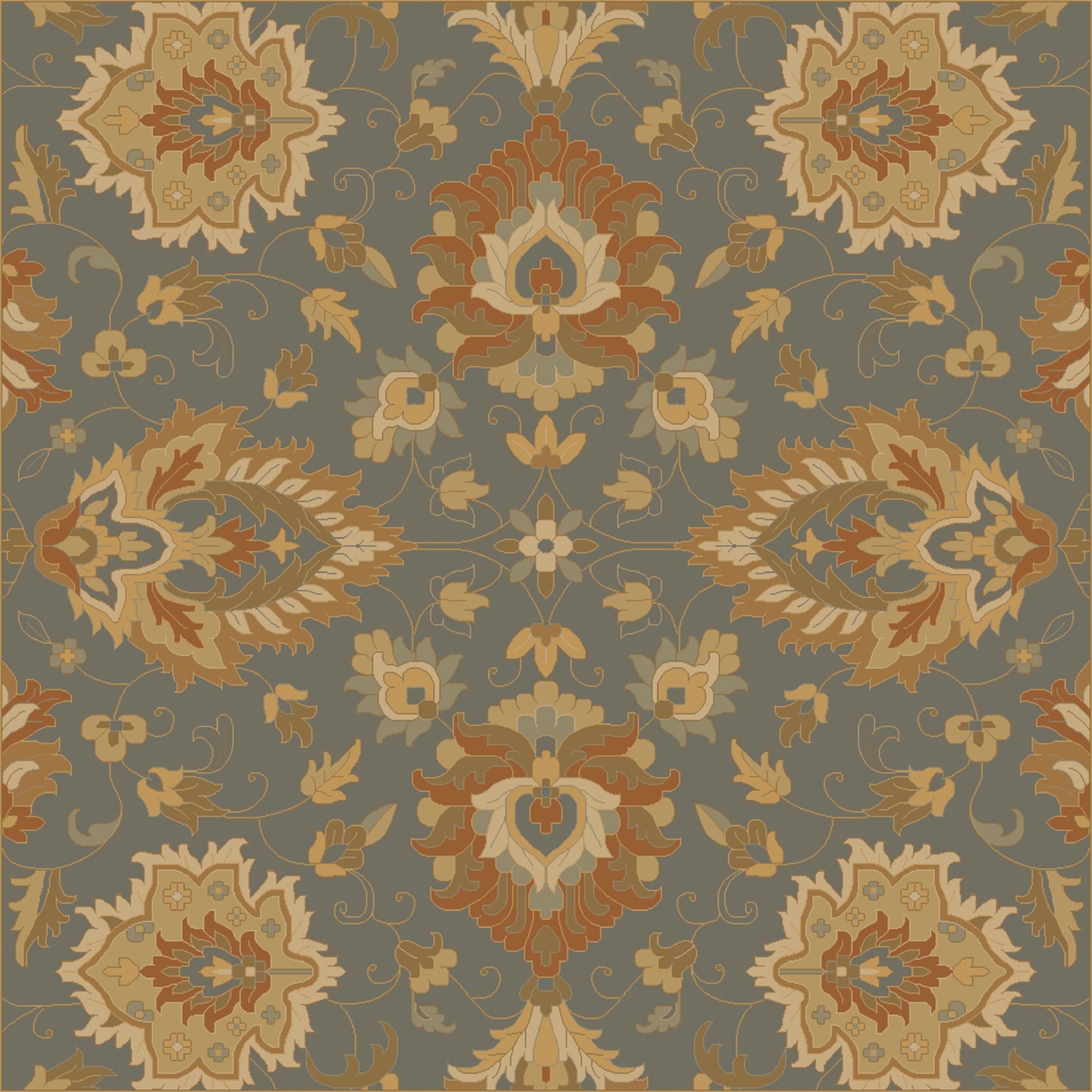 Caesar Rug - 12917 by Surya in deep teal, tan, rust, brown, light olive, dark brown. Made from 100% wool in a unique style.