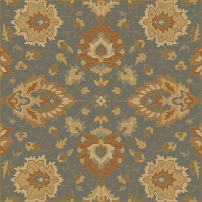 Caesar Rug - 12917 by Surya in deep teal, tan, rust, brown, light olive, dark brown. Made from 100% wool in a unique style.