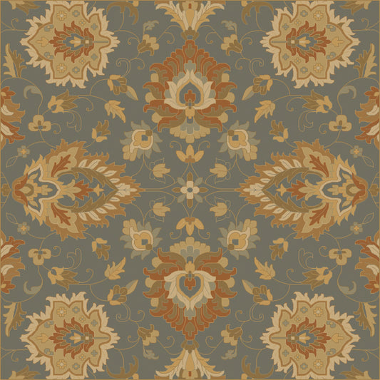 Caesar Rug - 12917 by Surya in deep teal, tan, rust, brown, light olive, dark brown. Made from 100% wool in a unique style.