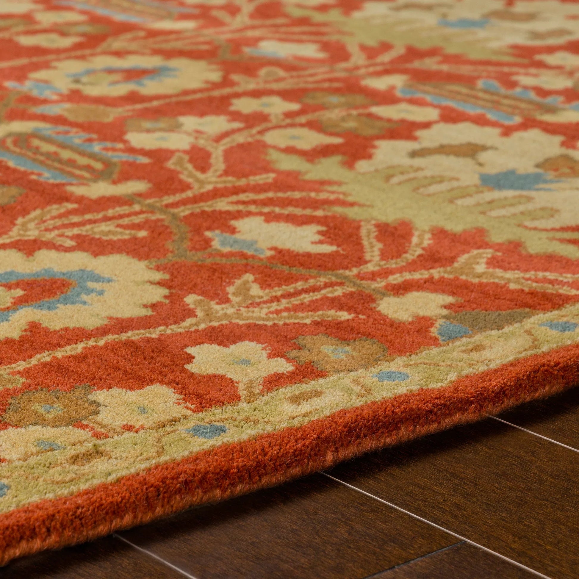 Caesar Rug - 12918 by Surya in burgandy, olive, dusty sage, tan, dark brown. Made from 100% wool in a unique style.