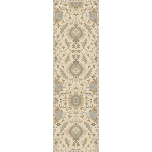 Caesar Rug - 13063 by Livabliss in cream, light brown, dusty sage, light olive. Made from 100% wool in a unique style.