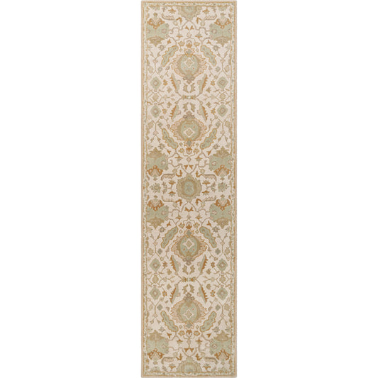 Caesar Rug - 13063 by Livabliss in cream, light brown, dusty sage, light olive. Made from 100% wool in a unique style.