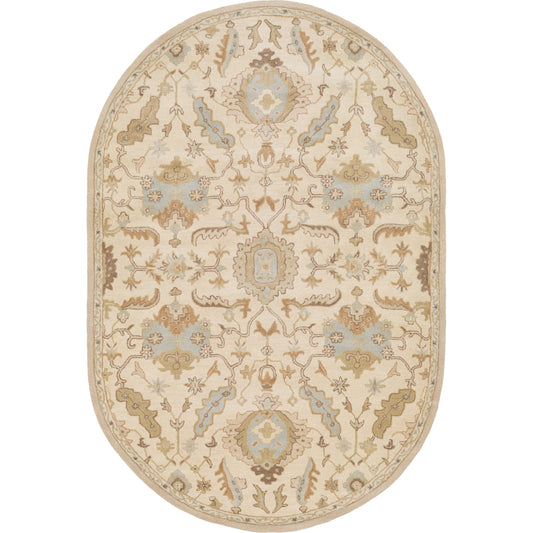 Caesar Rug - 13063 by Livabliss in cream, light brown, dusty sage, light olive. Made from 100% wool in a unique style.