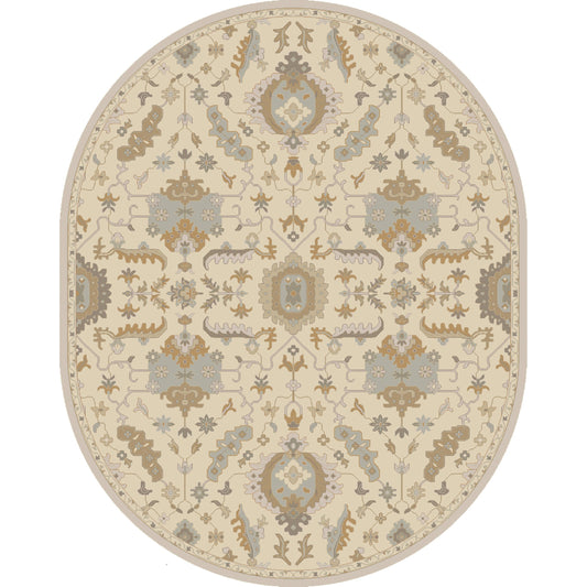 Caesar Rug - 13063 by Livabliss in cream, light brown, dusty sage, light olive. Made from 100% wool in a unique style.