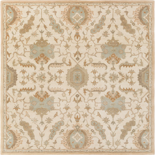 Caesar Rug - 13063 by Livabliss in cream, light brown, dusty sage, light olive. Made from 100% wool in a unique style.