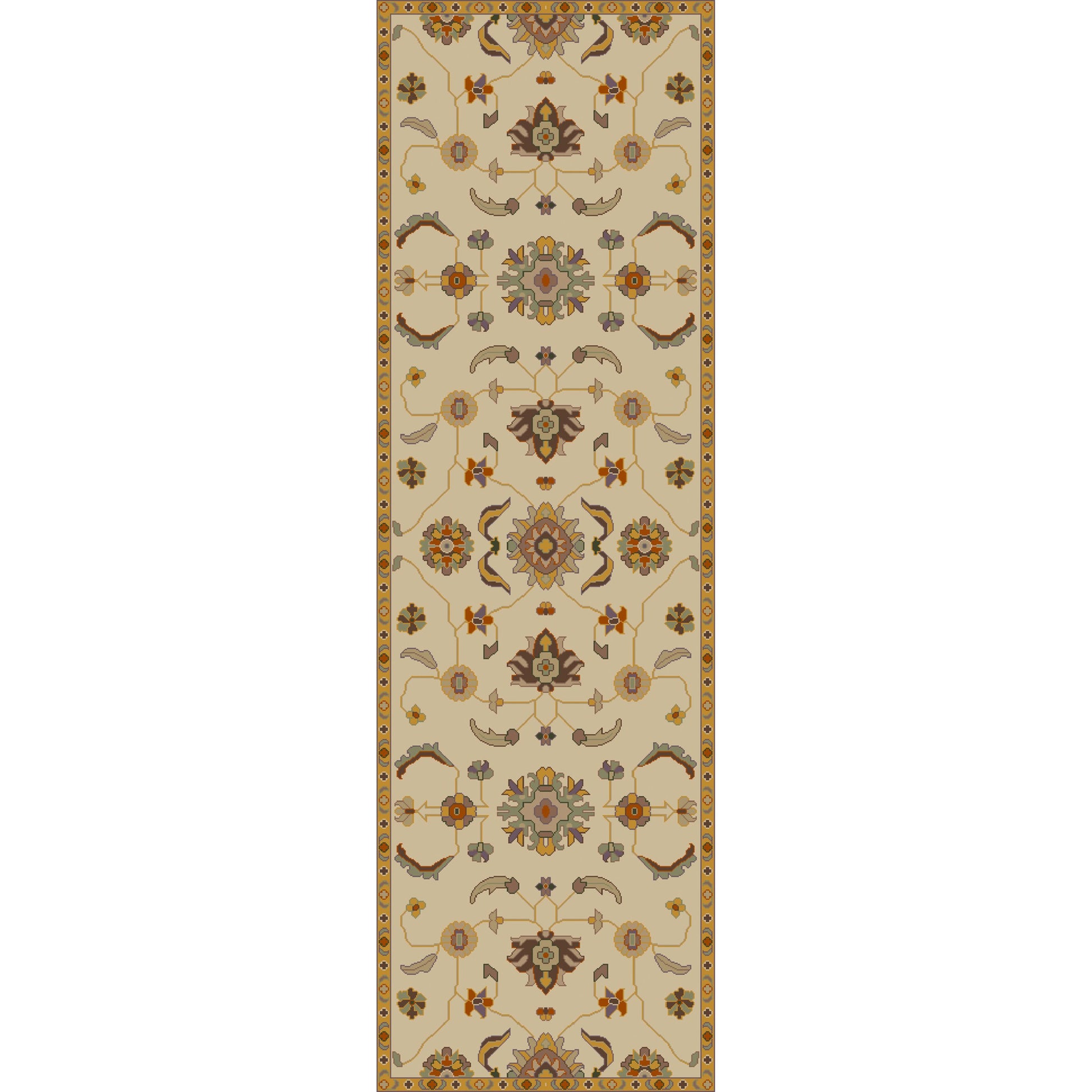 CAE-1185 Rug by Surya in beige, brown, dark brown, mustard, sage, mauve. Made from 100% wool in a unique style.