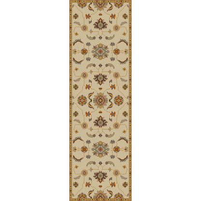 CAE-1185 Rug by Surya in beige, brown, dark brown, mustard, sage, mauve. Made from 100% wool in a unique style.