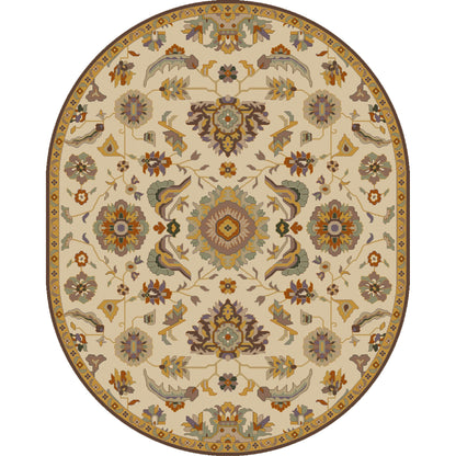 CAE-1185 Rug by Surya in beige, brown, dark brown, mustard, sage, mauve. Made from 100% wool in a unique style.