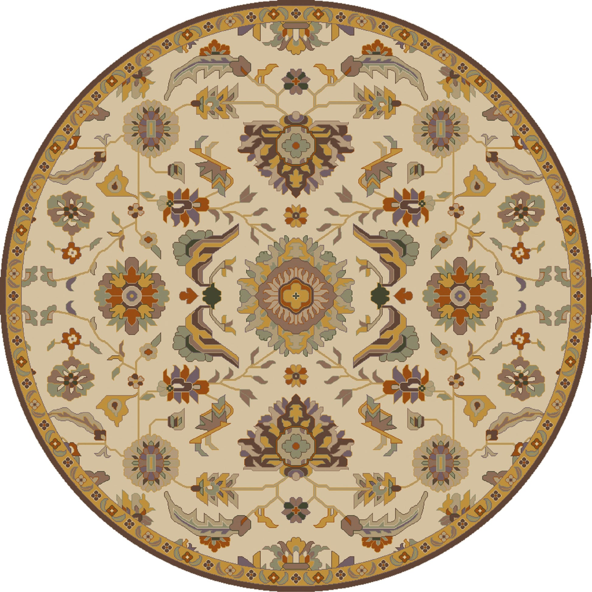 CAE-1185 Rug by Surya in beige, brown, dark brown, mustard, sage, mauve. Made from 100% wool in a unique style.