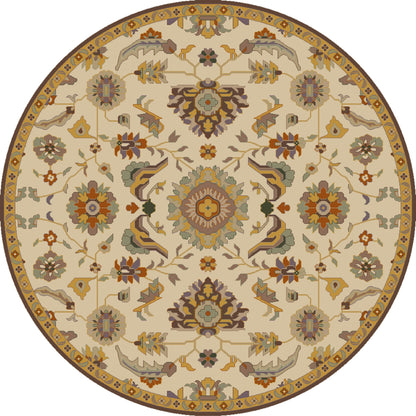 CAE-1185 Rug by Surya in beige, brown, dark brown, mustard, sage, mauve. Made from 100% wool in a unique style.