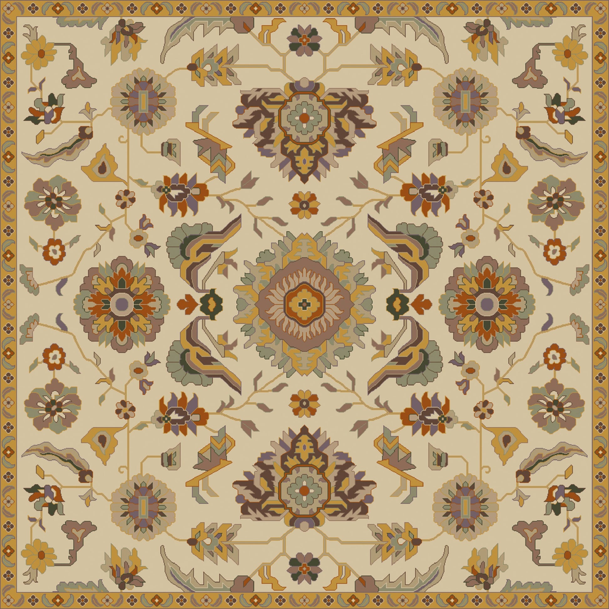 CAE-1185 Rug by Surya in beige, brown, dark brown, mustard, sage, mauve. Made from 100% wool in a unique style.