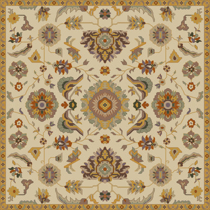 CAE-1185 Rug by Surya in beige, brown, dark brown, mustard, sage, mauve. Made from 100% wool in a unique style.