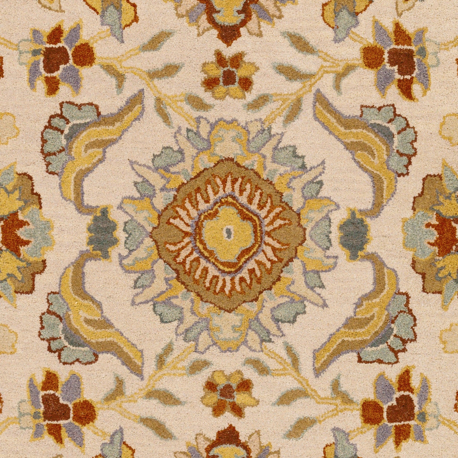 CAE-1185 Rug by Surya in beige, brown, dark brown, mustard, sage, mauve. Made from 100% wool in a unique style.
