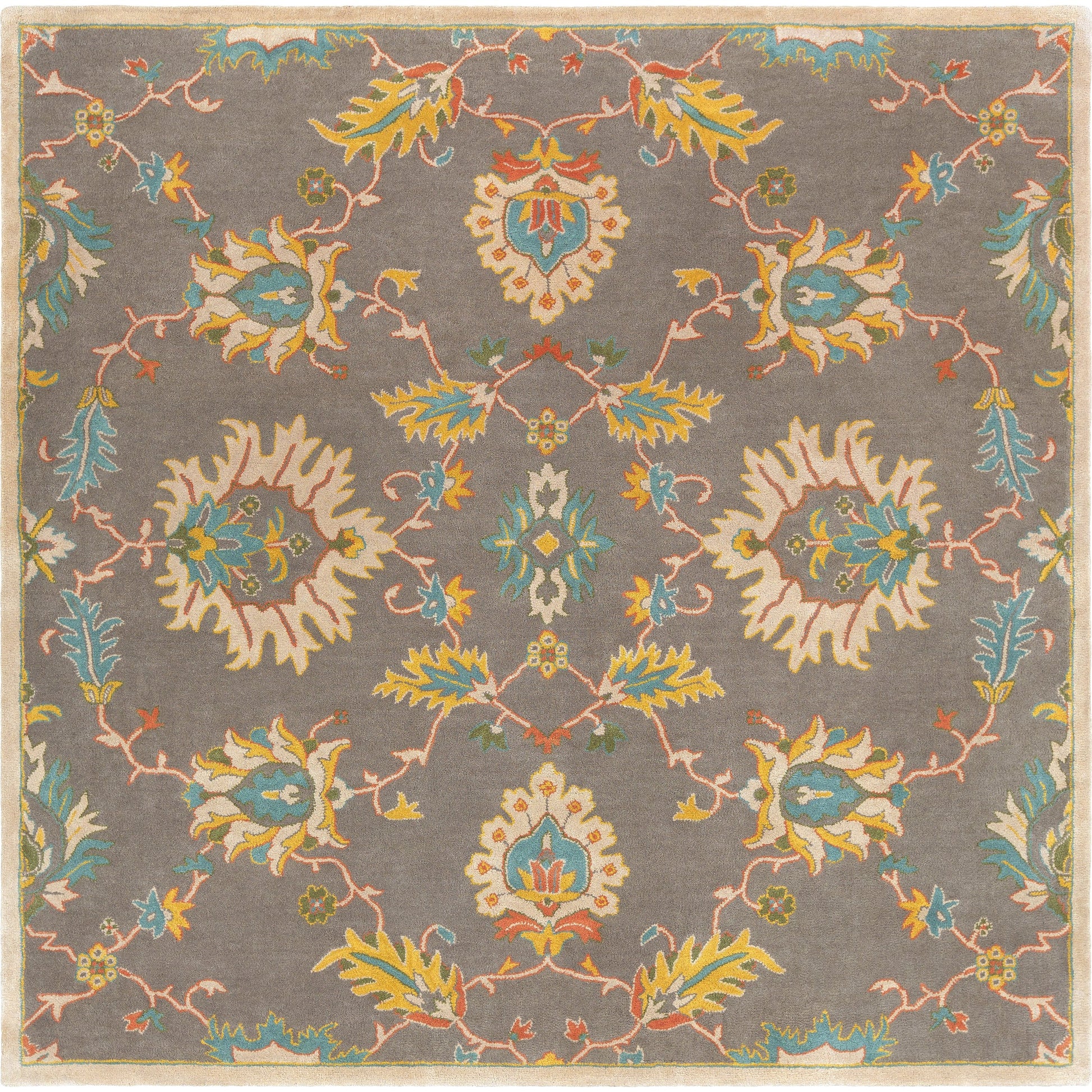 Caesar Rug - 12916 by Surya in medium gray, ivory, olive, brown. Made from 100% wool in a unique style.