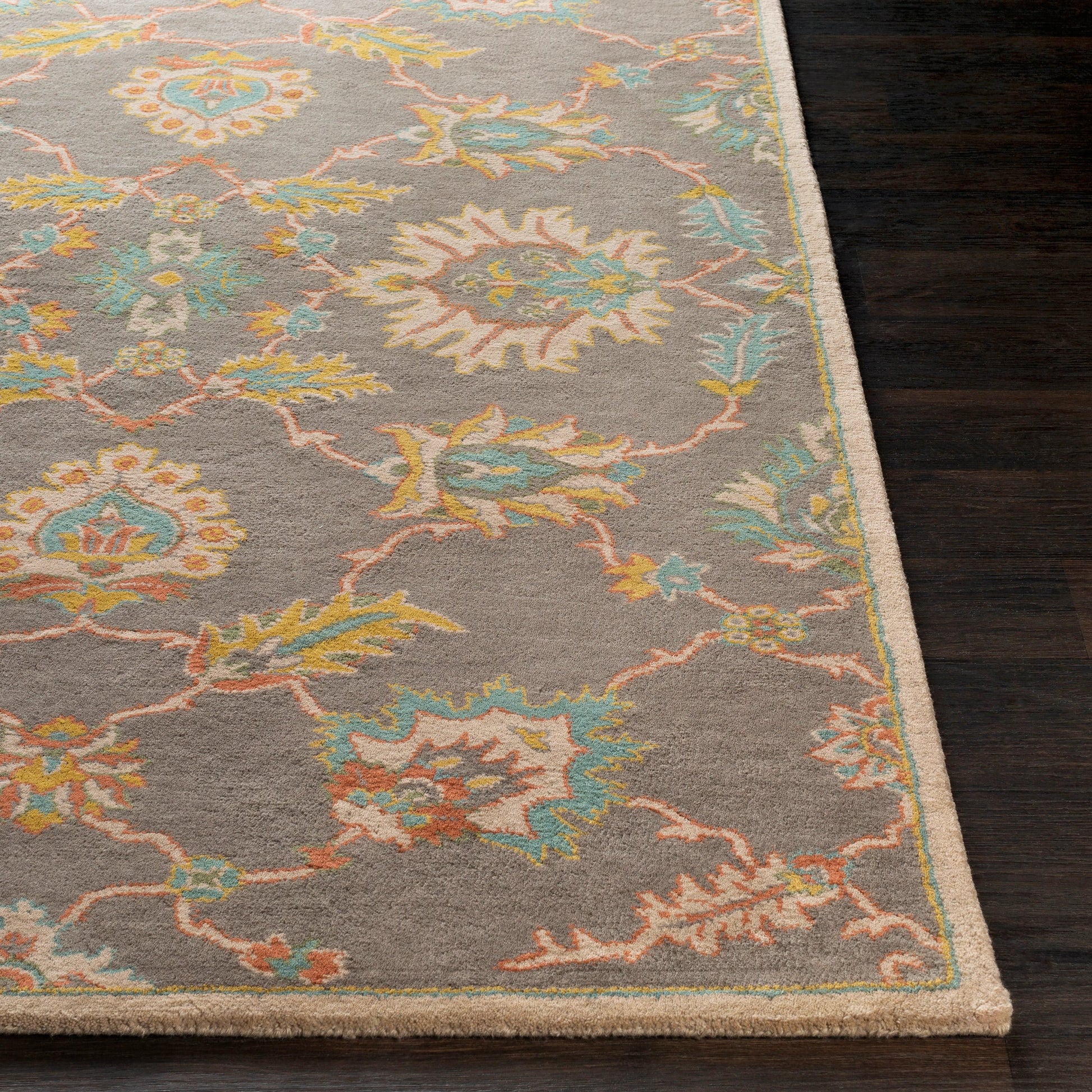 Caesar Rug - 12916 by Surya in medium gray, ivory, olive, brown. Made from 100% wool in a unique style.