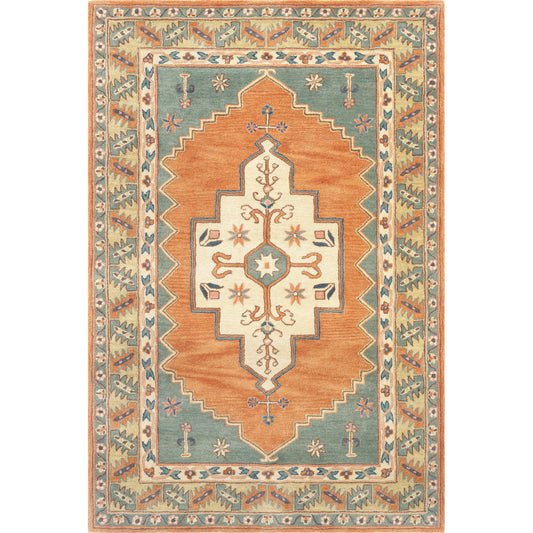 Caesar Rug - 27010 by Surya in burnt orange, dark green, beige, brown, light olive, rose. Made from 100% wool in a unique style.