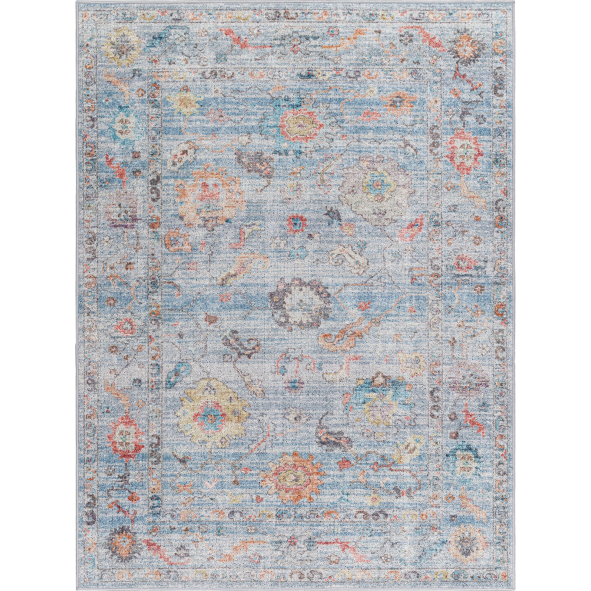 Calhoun Rug - 487750 by Livabliss in denim, gray, aqua, slate, burnt orange. Made from face: 100% polyester, warp: 100% cotton in a unique style.