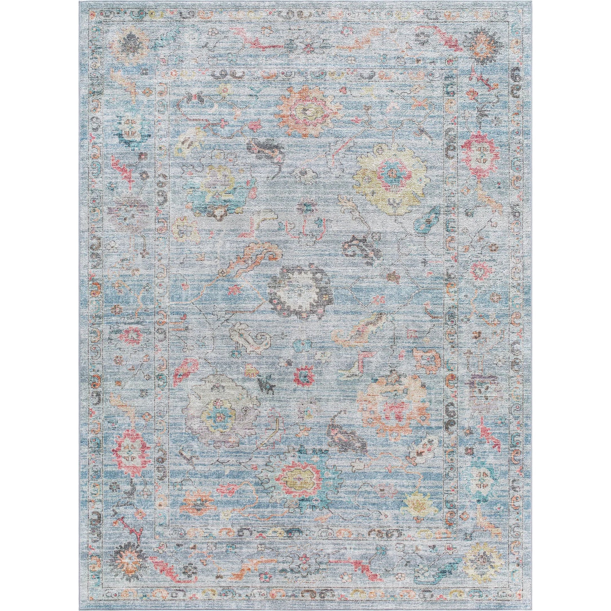 Calhoun Rug - 487750 by Livabliss in denim, gray, aqua, slate, burnt orange. Made from face: 100% polyester, warp: 100% cotton in a unique style.