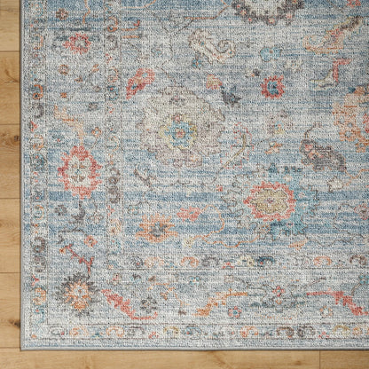 Calhoun Rug - 487750 by Livabliss in denim, gray, aqua, slate, burnt orange. Made from face: 100% polyester, warp: 100% cotton in a unique style.