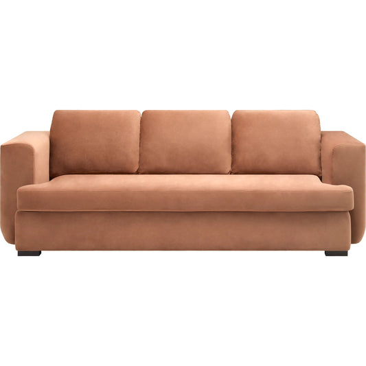 Cahill Sofa by Surya in terracotta, charcoal. Made from polyester, rubber wood, polyurethane foam, dacron in a unique style.