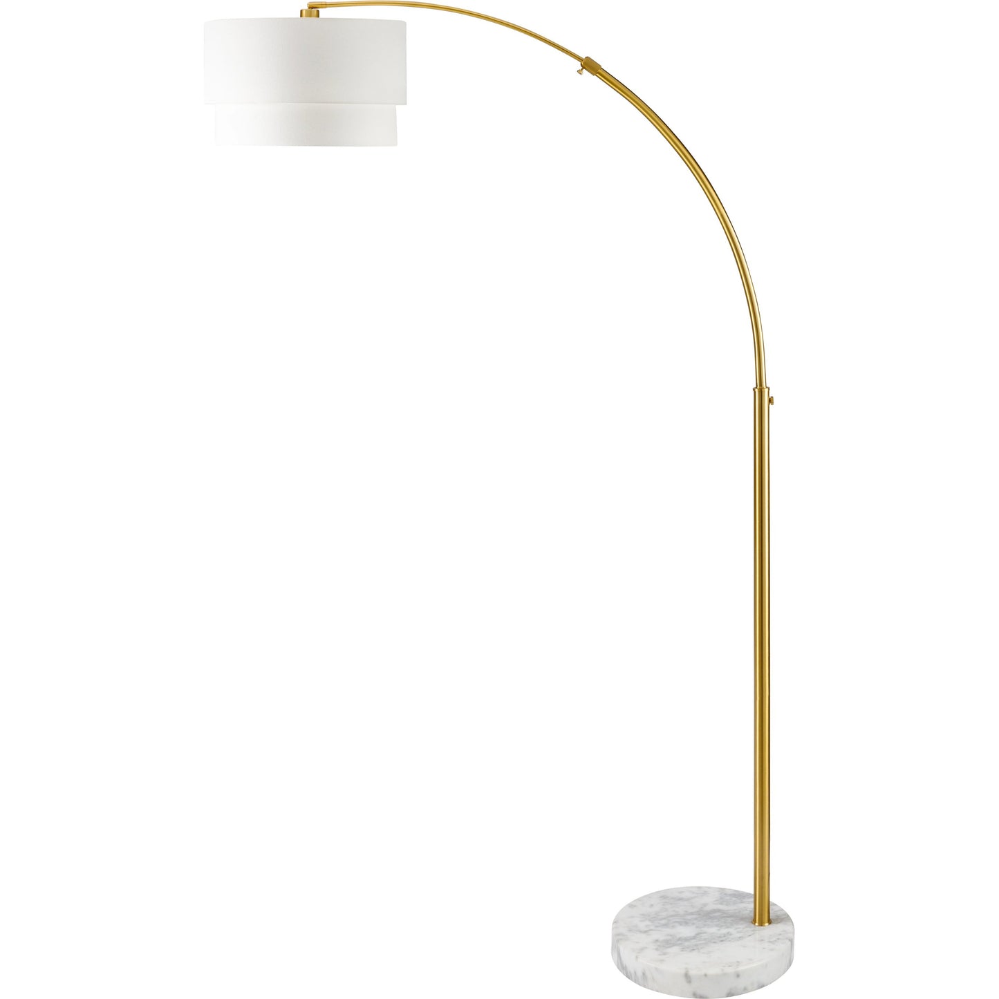 001 SI-2133006 | Primary Silo | Caldas Floor Lamp - 528811 by Surya in white, translucent, gold and gold. Made from body: metal, shade (outside): linen in a modern style.