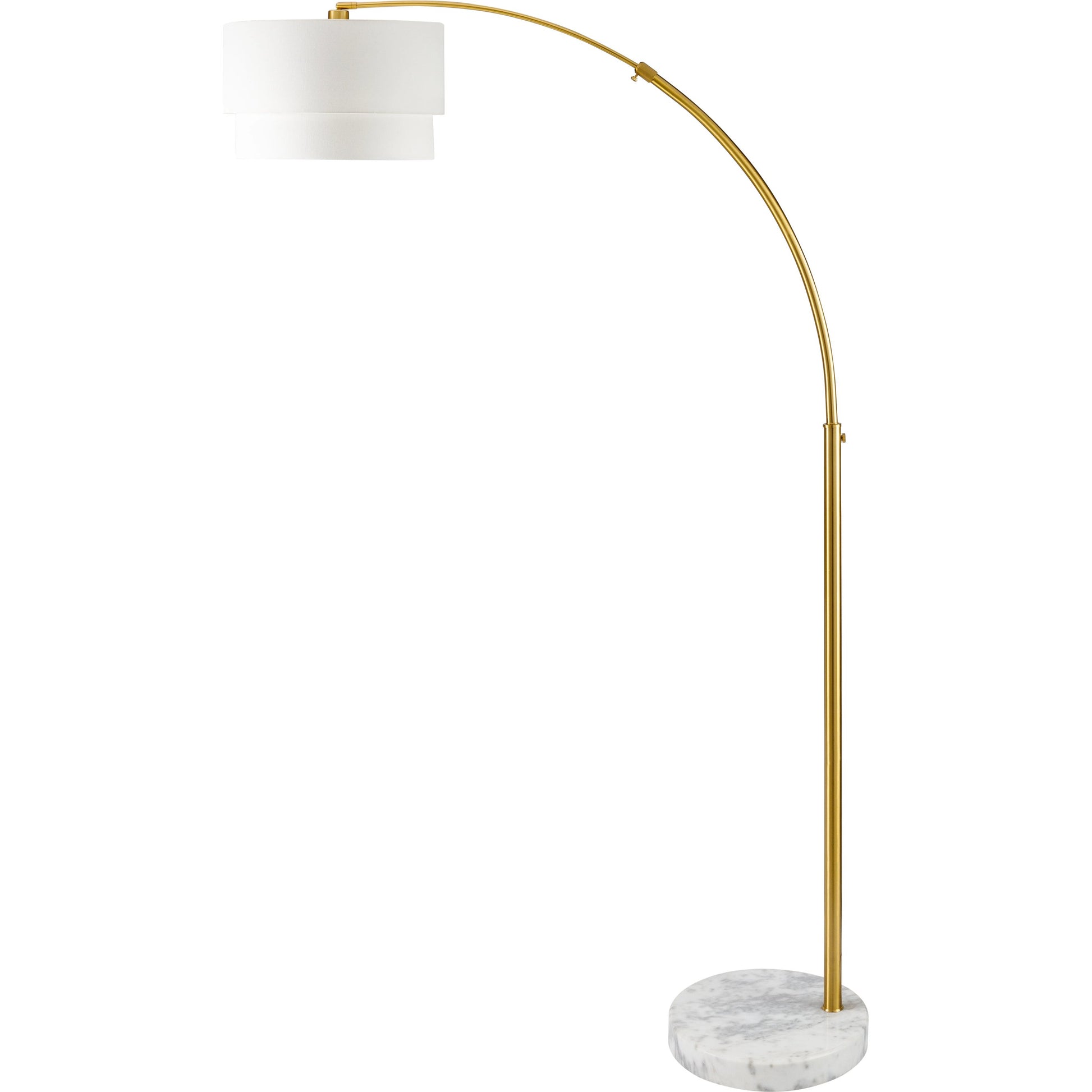 Caldas Floor Lamp - 528811 by Surya in white, translucent, gold and gold. Made from body: metal, shade (outside): linen in a modern style.