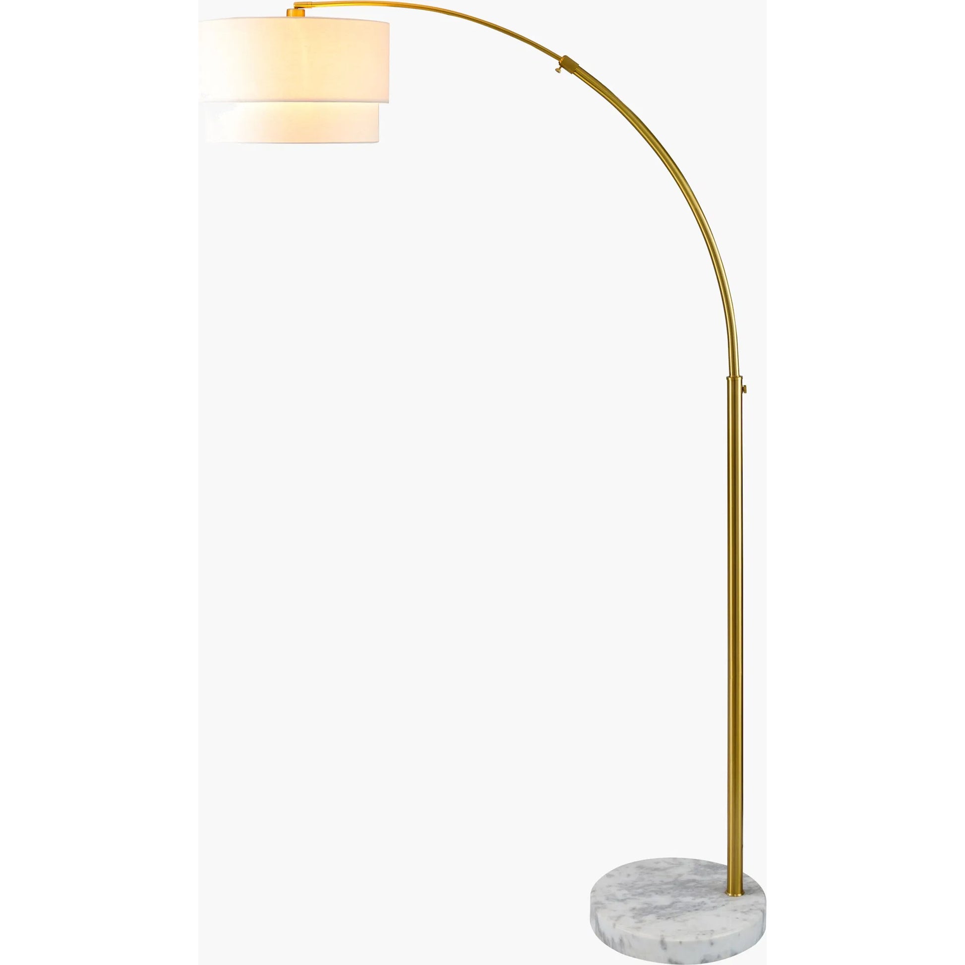 Caldas Floor Lamp - 528811 by Surya in white, translucent, gold and gold. Made from body: metal, shade (outside): linen in a modern style.