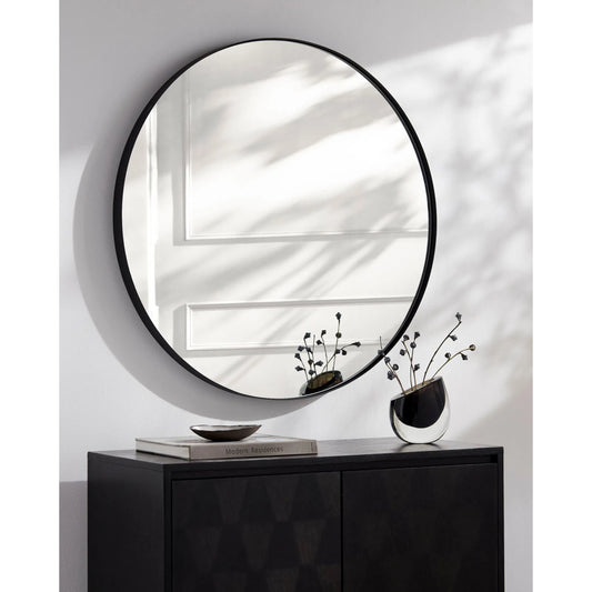 Carbondale Black Accent Mirror by Livabliss in frame: black and matte. Made from iron in a unique style.